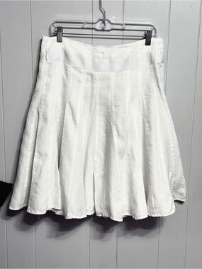 Linen Cambridge Dry Goods White Circle Skirt with Subtle Panels